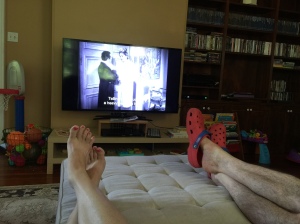 My Dad and I settling in to watch...